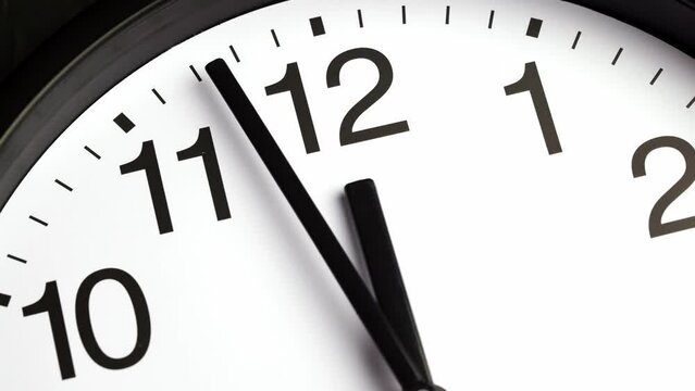 Clock face close up in timelapse. Clock running fast