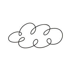 Curly Cloud Line Art Hand Drawn Illustration