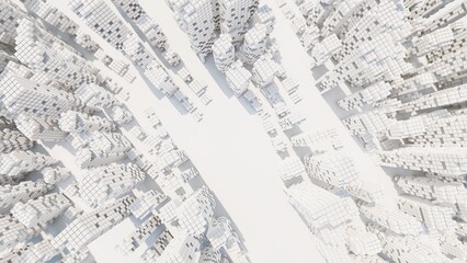 Architecture white background futuristic cityscape aerial view 3d render
