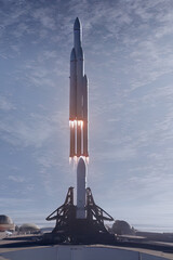 Space rocket flying toward the clouds believable rocket icon .Generative AI