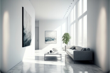 Fototapeta na wymiar modern white living room interior