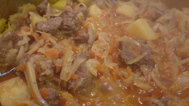 Bigos, braised beef with cabbage and potato