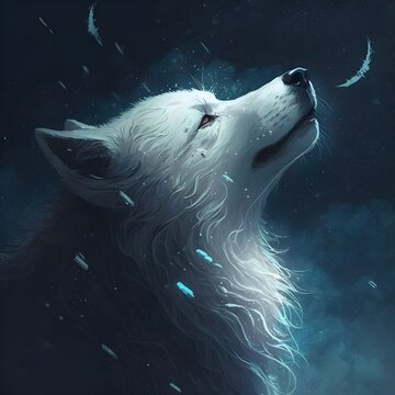wolf looking at the sky