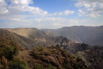 Fototapeta na wymiar Jebel Akhdar mountain range view by morning, Oman
