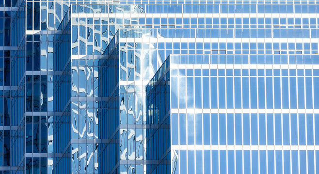Exterior Highrise Office Building in Downtown Vancouver, BC, Canada. Sunny Morning. Background