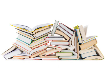 Stack of books isolated on white background