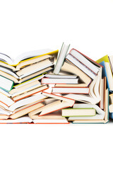 Stack of books isolated on white background