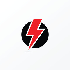 lightning bolt icon, Red Electric bolt flash Power icon, Power Thunder Vector