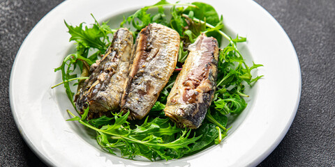 sardine salad seafood snack meal food on the table copy space food background rustic top view  