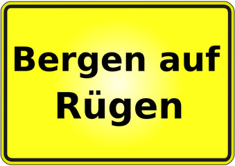 Ortseingangsschild Deutschland Stadt Bergen auf Rügen