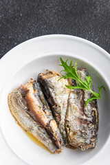 sardine canned fish in oil seafood meal food snack on the table copy space food background rustic top view