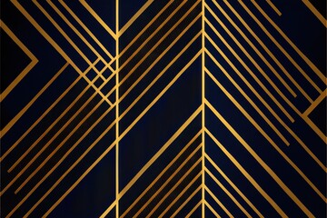  a black and gold wallpaper with a pattern of lines and rectangles in the middle of the wall and a black background with a gold border.  generative ai