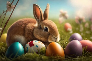 Easter bunny and Easter eggs