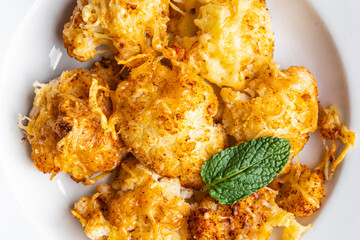 cauliflower baked cheese vegetable meal food snack on the table copy space food background rustic top view