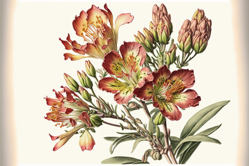 Alstromeria Flowers, Illustration, Generative AI