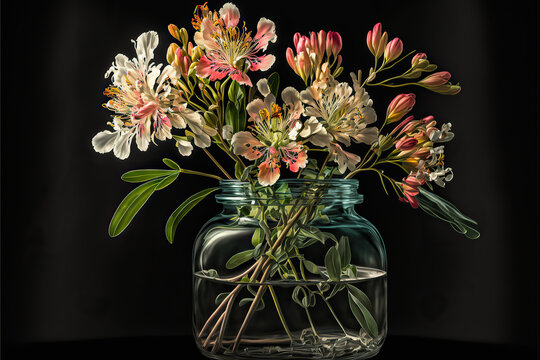 Alstromeria Flowers, Illustration, Generative AI