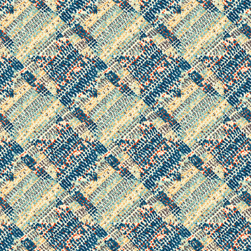 Seamless houndstooth pattern. Grunge texture in polka dot style. Bohemian cosy ornament for textiles, blankets. Vector illustration.