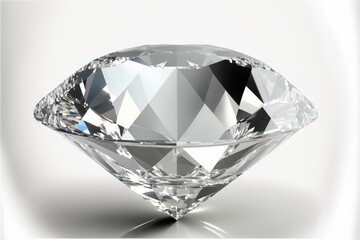  a diamond on a white background with a reflection in the center of the diamond and a reflection in the middle of the diamond, with a white background.  generative ai