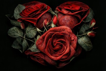 Roses in the shape of a heart. Valentine’s or wedding. Love. 