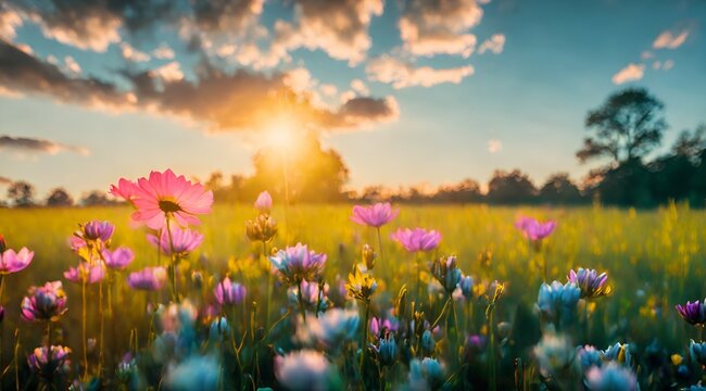 Peaceful morning in a spring meadow © George Fontana