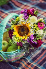 sunflowers in a basket