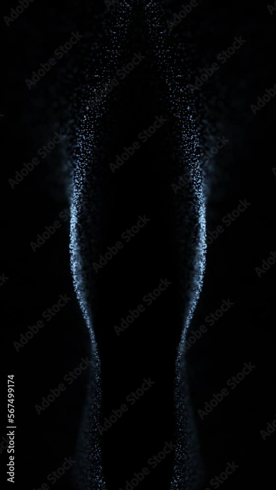 Wall mural smooth slow motion moving dotted wavy detailed lines on dark black background seamless loop animatio
