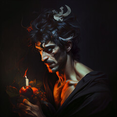 Hades God Of The Dead King Of The Underworld Necromancer Ghoulish Merchant Arcane Powerful Magic DND Character Concept RPG Caravaggio Style Painting Generative AI Tools Technology illustration