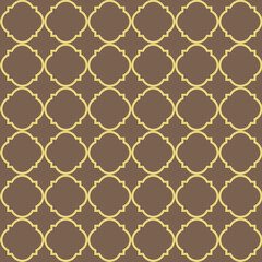 Fototapeta premium Morocco background of geometric islamic trellis pattern in brown with yellow outline