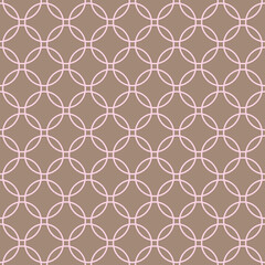 Fototapeta premium Pink Interlocking circles Brown and Pink pattern. Seamless background tile.