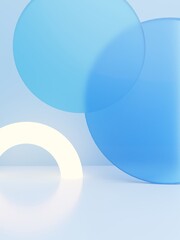 3D Rendering Minimal Studio Shot Pastel Color Transparent Acrylic Board and Round Window with Sunlight Product Display Background for Fashion, Cosmetics and Trendy Products..