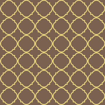 Morocco background of geometric islamic trellis pattern in brown with yellow outline