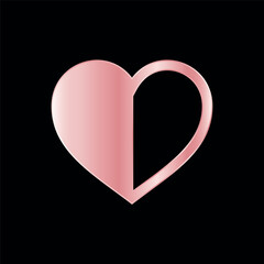 Rose Gold Color Heart Love Icon Vector Template
