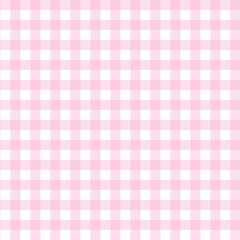 Seamless pink checkered Gingham fabric pattern texture. Modified stripes consisting of crossed horizontal and vertical lines.Seamless picnic pattern
