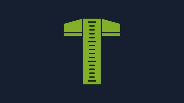 Yellow T-square line for professional drafting icon isolated on blue background. 4K Video motion graphic animation