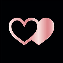 Rose Gold Color Heart Love Icon Vector Template
