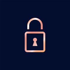 Rose Gold Color Padlock Line Art Icon Vector Template