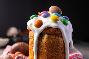 Easter cake sweet food holiday snack dessert meal on the table copy space food background top view