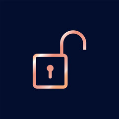 Rose Gold Color Padlock Line Art Icon Vector Template
