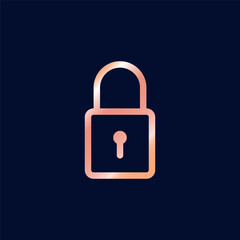 Rose Gold Color Padlock Line Art Icon Vector Template