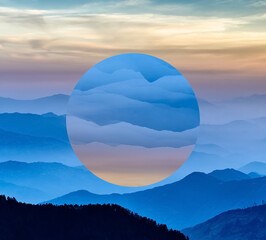 abstract sunset in mountains