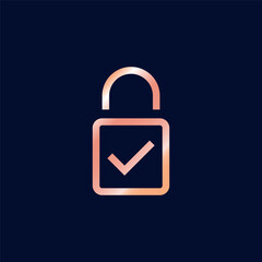 Rose Gold Color Padlock Line Art Icon Vector Template