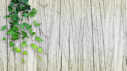 木目背景とグリーン