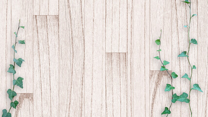 木目背景とグリーン