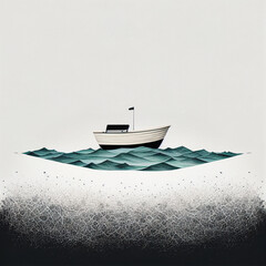 Bateau sur l'eau minimaliste