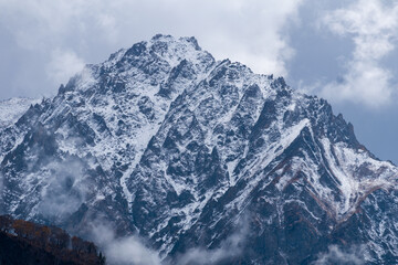 snow covered mountains in winter