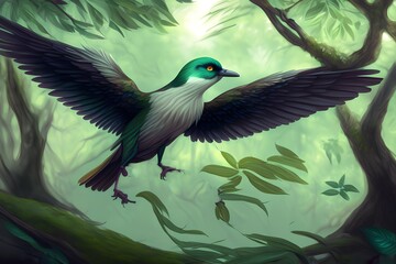 Flying Bird, Generative AI Illustration
