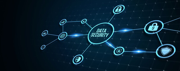 Obraz premium Internet, business, Technology and network concept. Cyber security data protection business technology privacy concept. 3d illustration