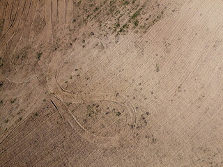 vehicle tracks in desert in Aragon country