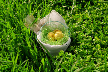 Easter fun for kids on a warm day outdoors with chocolate eggs