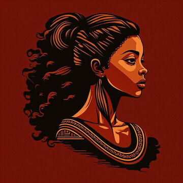 strong black woman illustration for logo or editorial (generative ai content)